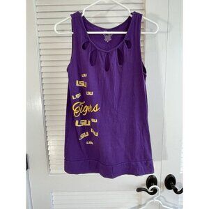 LSU Tank Top with Peek a Boo Holes Wide Band Hem Women's Size Med